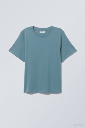 Weekday Essence Standard T-shirt Niebieskie | XYTA7676