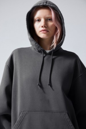 Weekday Essence Washed Oversized Hoodie Szare | YHVB2665