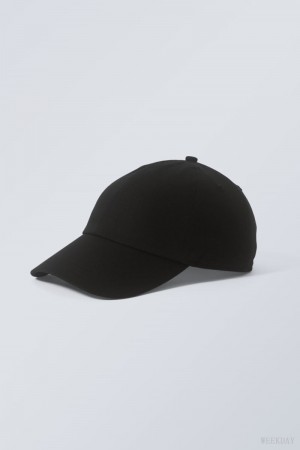 Weekday Essential Bawełniane Cap Czarne | TQZI7394