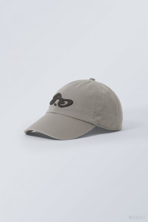 Weekday Essential Embroidery Cap Szare | KDRS7499