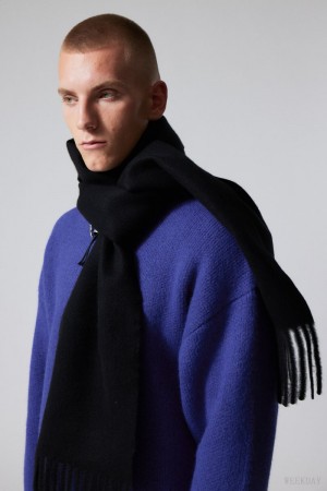 Weekday Essential Scarf Czarne | VFQU5495