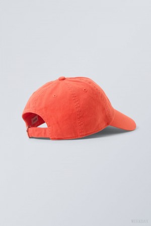 Weekday Essential Washed Cap Koralowe Pomarańczowe | NCTQ1880
