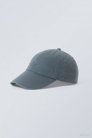 Weekday Essential Washed Cap Niebieskie | VTUJ0806