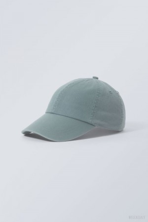 Weekday Essential Washed Cap Niebieskie | VWDF8014