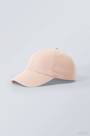 Weekday Essential Washed Cap Różowe | IEAE1292