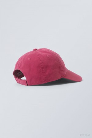 Weekday Essential Washed Cap Różowe | IIYB6111