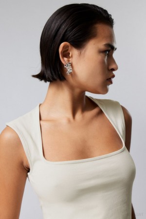 Weekday Esti Tank Top Beżowe | EISS7993