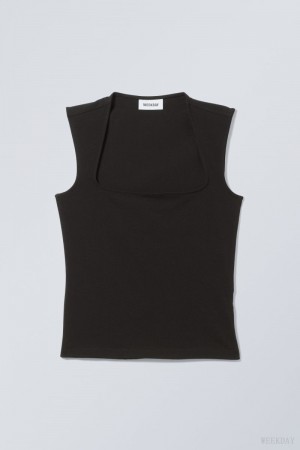 Weekday Esti Tank Top Czarne | GKCW4305
