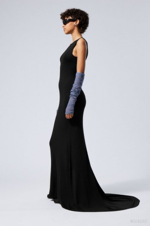 Weekday Eva Maxi Sukienki Czarne | FOXH2516