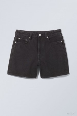 Weekday Eya Denim Shorts Czarne | ZGLG4282