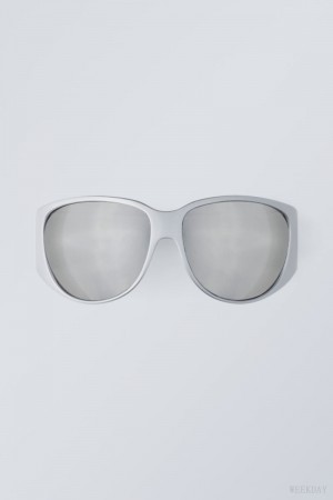 Weekday Fare Sunglasses Srebrne | RVXD6558