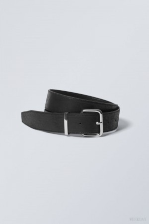 Weekday Faux Skórzane Klamry Belt Czarne | ANFF5248