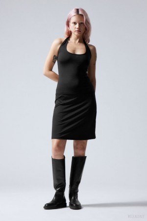 Weekday Fine Midi Skirt Czarne | FDDS4102
