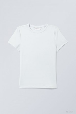 Weekday Fine T-shirt Głęboka Niebieskie | EWAY0451