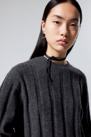 Weekday Fiona Rib Swetry Ciemny Szare | ESXT7783