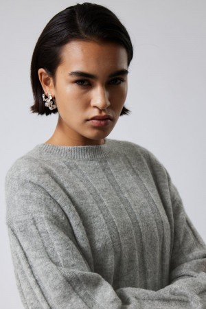 Weekday Fiona Rib Swetry Szare | KXKD9017