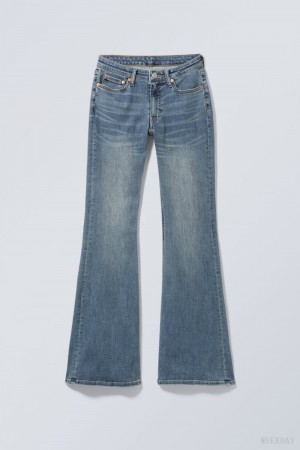 Weekday Flame Low Flared Jeans Niebieskie | CXCD1082