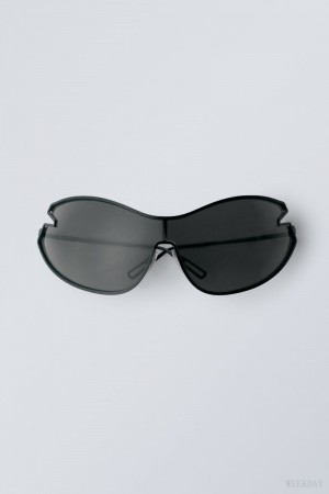 Weekday Fly Sunglasses Czarne | QUSV6034