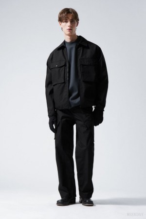 Weekday Frank Cargo Pocket Jacket Czarne | ELCH8643