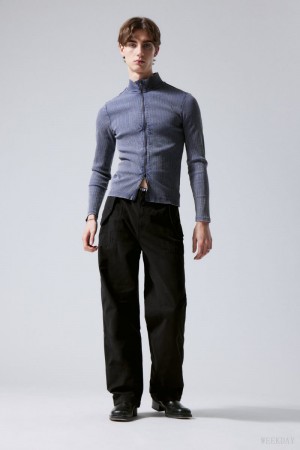 Weekday Frej Relaxed Workwear Trousers Czarne | MVDU6579