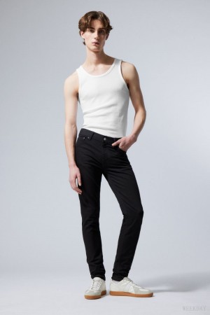 Weekday Friday Chudy Jeans Czarne | CAZA3406