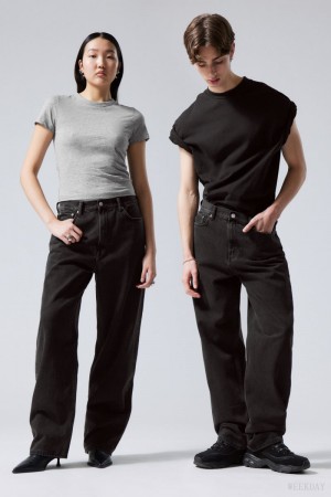 Weekday Galaxy Loose Prosty Jeans Czarne | GPLE6900