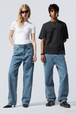 Weekday Galaxy Loose Prosty Jeans Niebieskie | LWOH2585