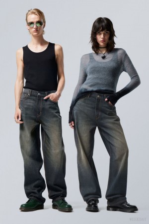 Weekday Galaxy Loose Prosty Jeans Niebieskie | SMIY9902
