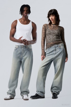 Weekday Galaxy Loose Prosty Jeans Niebieskie | XDJY6839