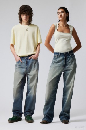 Weekday Galaxy Loose Prosty Jeans Niebieskie | QKIL3581