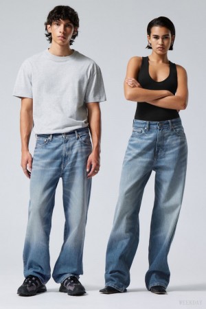 Weekday Galaxy Loose Prosty Jeans Niebieskie | QZGP8888