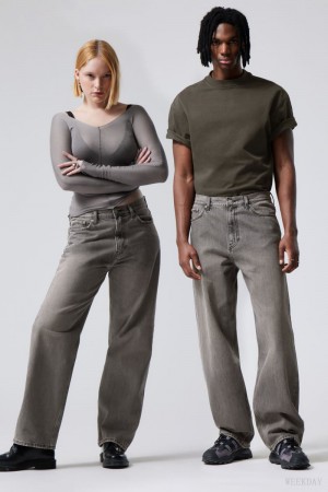 Weekday Galaxy Loose Prosty Jeans Szare | GIIK6796