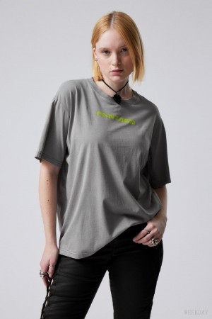 Weekday Gen Printed T-shirt Zielone | CDUX3577