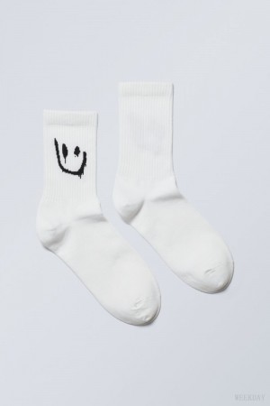 Weekday Grafiką Sportowe Sock Drippy Smiley | LLVH3537