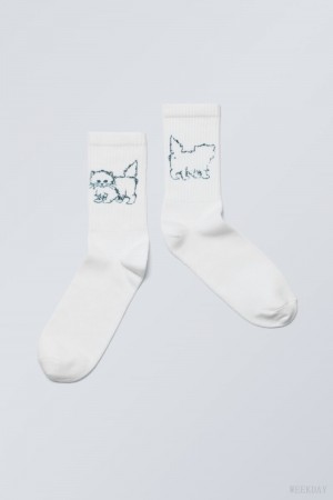Weekday Grafiką Sportowe Sock Extrovert Kitten | QDVK9568