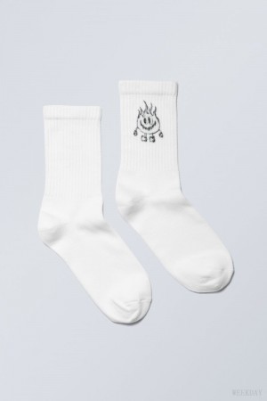 Weekday Grafiką Sportowe Sock Happy Flame | AHOJ5692