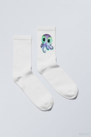 Weekday Grafiką Sportowe Sock Ozzy Octopus | BBHE1037