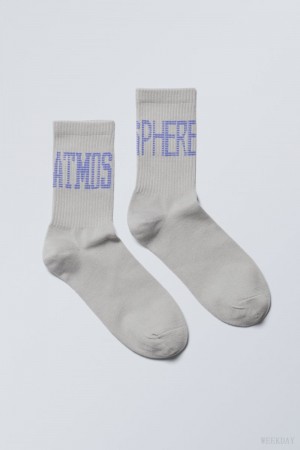 Weekday Grafiką Sportowe Sock Szare | GXRJ3536