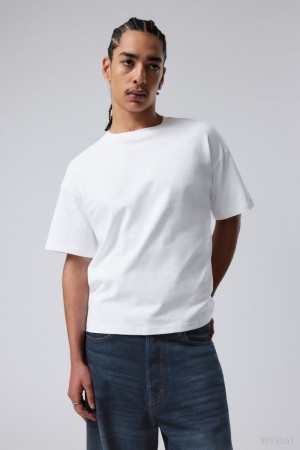 Weekday Great Boxy Heavyweight T-Shirt Białe | ZXDU7887