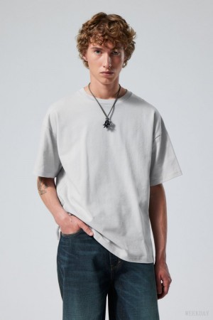 Weekday Great Boxy Heavyweight T-Shirt Głęboka Szare | LMUE3122