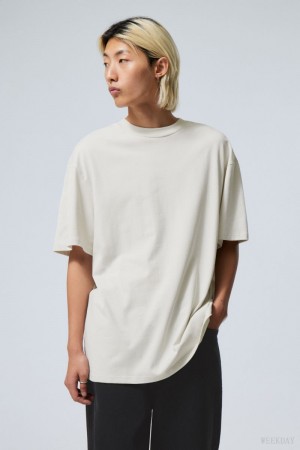 Weekday Great Heavyweight T-shirt Białe | PBBE5417