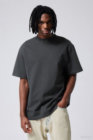 Weekday Great Heavyweight T-shirt Ciemny Szare | ALTR1487