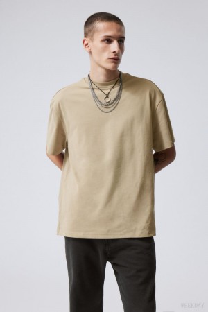 Weekday Great Heavyweight T-shirt Dusty Mole | BSND6290