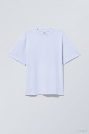 Weekday Great Heavyweight T-shirt Głęboka Fioletowe | JLZO6729