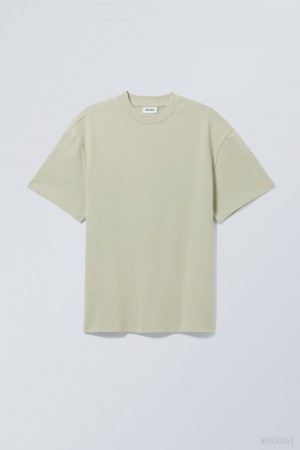 Weekday Great Heavyweight T-shirt Khaki | CQJY9672