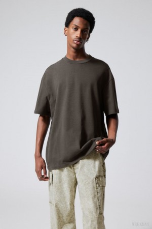 Weekday Great Heavyweight T-shirt Szare | UBYE2446