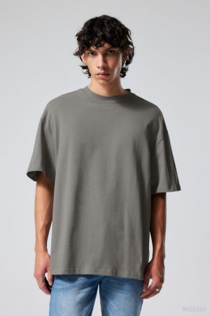 Weekday Great Heavyweight T-shirt Szare | UUTN7395