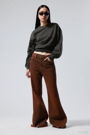 Weekday Grove Low Baggy Flared Jeans Czerwone | VDQV3078
