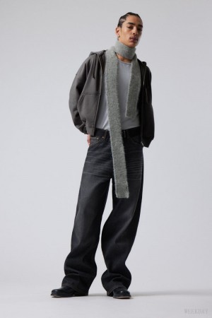 Weekday Hairy Slim Scarf Szare | WEGE3528