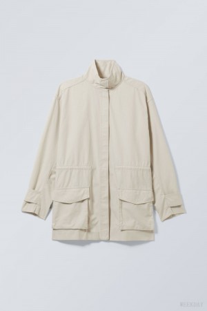Weekday Hayden Workwear Jacket Beżowe | EVJJ3466